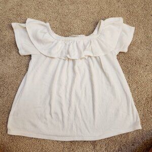 Loft cotton crop off shoulder top XS